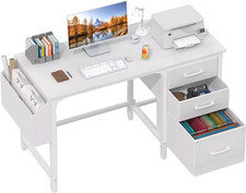 47 inch Home Office Desk with File Storage Fabric Drawer  Reversible Computer