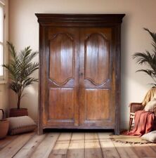 Antique Early 18c French Solid Mahogany Armoire Cupboard
