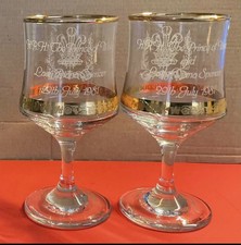 Vintage 1981 Two Wine Glasses of Royal Wedding Charles & Lady Diana 