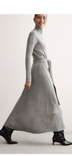 Jaeger Pure Merino Wool Grey Knitted Belted Dress Size M (UK 10-12) NWT RRP £150