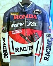 Honda Repsol Biker Leather Motorcycle Motocross Jacket 
