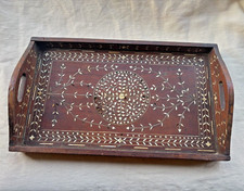 ANGLO INDIAN WOODEN BONE INLAID  TEA TRAY