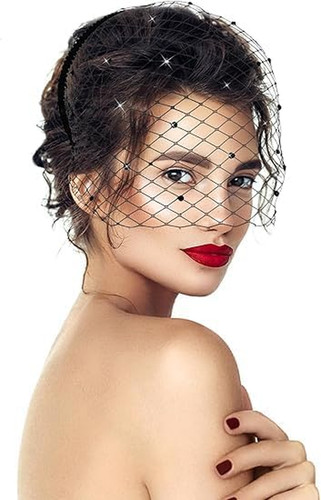 Black veil mesh headband - mesh,