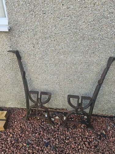 Antique cast iron bench ends - antique,