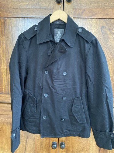 Men black pea coat - black,