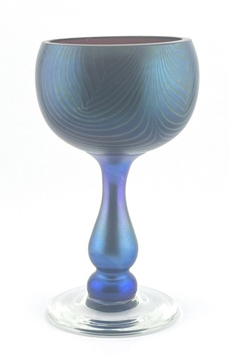 Okra glass iridescent goblet - okra,