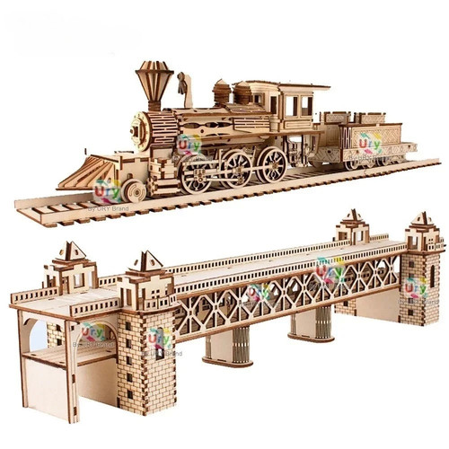 Wooden puzzle airship model - 3d,