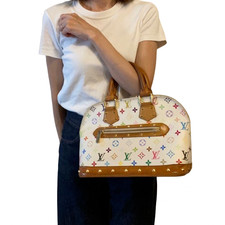 LOUIS VUITTON Monogram Multicolor Alma Hand Bag White M92647 Vintage 30cm