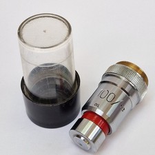 Vickers 100x / 1.3 Oil Spring Tip Microscope Objective, Very Good Condition