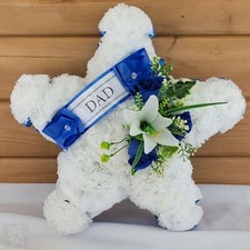 Star Funeral Flowers Artificial Tribute Wreath Silk Grave Memorial Dad Son