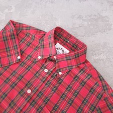 Brutus Trim Fit Short Sleeve Shirt Men's Medium Black Red Check Button-Up