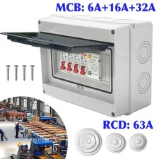 Garage Shed Camper Van Consumer Unit Fuse Box With RCD & 3xMCB Circuit Breakers