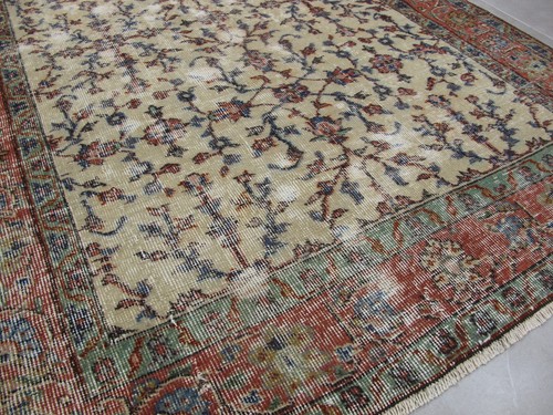 Vintage handmade floral - floral, rug