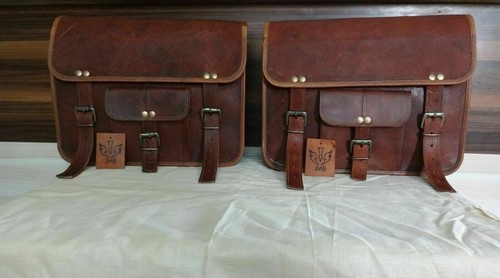 Leather motorcycle saddlebags - leather,
