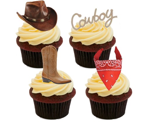 Cowboy edible cupcake toppers - cowboy,