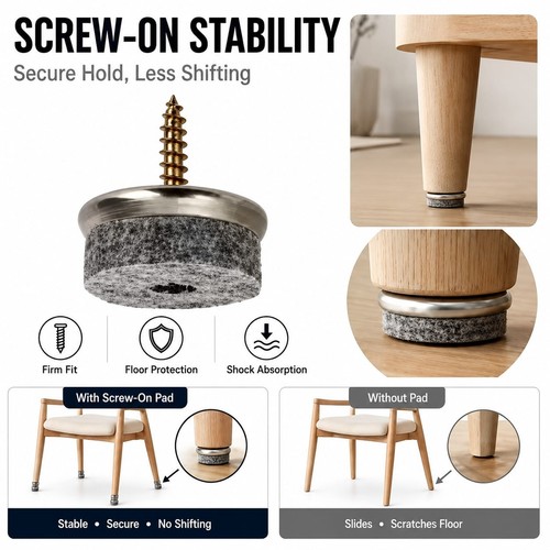 Screw felt pads chair leg - in,