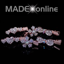 Small Rose Gold Crocodile Slide Hair Clips Sparkly Metal Bling