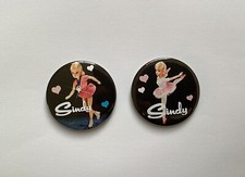 Two NEW Sindy Doll 5.8 cm Fridge Magnets Active Sindy Superstar Sindy 70s 80s