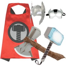 Marvel The Avenger The Thor Mjolnir Mask Cloak Kids Boys Cosplay Toy Xmas Gifts