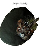 GREEN WOOL & FEATHER LEAD REIN/ IN HAND SHOWING CAP