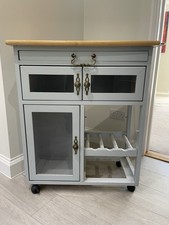 Butchers Block Storage Cabinet/wine Rack, Glass Fronted, On Wheels