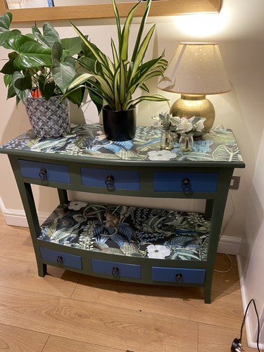Upcycled decoupaged console - upcycled,