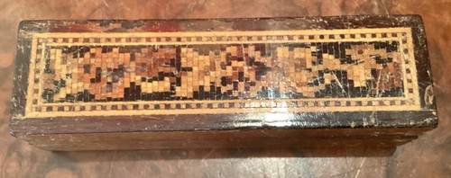 Small antique inlaid pin box - inlaid,