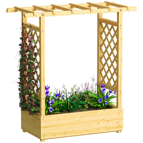 Wooden planter with - with, trellis
