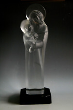 LARGE LALIQUE CRYSTAL MADONNA AND CHILD / VIRGIN MARY AND BABY JESUS FIGURE