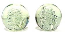 VTG Pair Art Glass Tornado Air Twist Italian Sculpture Large Clear Paperweights