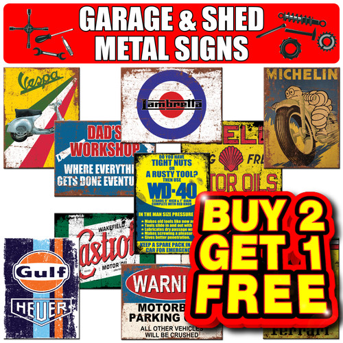 Garage shed metal signs - shed,