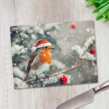 Christmas Festive Robin Glass