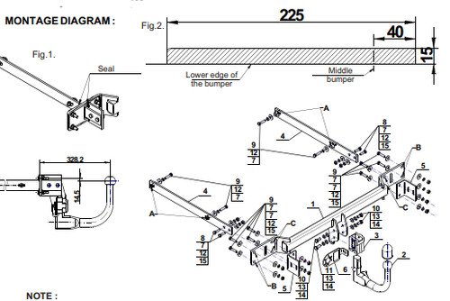 Detachable tow bar for - detachable,