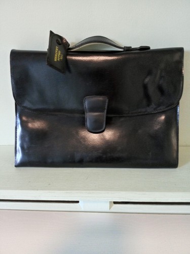 Black leather attaché case - leather,