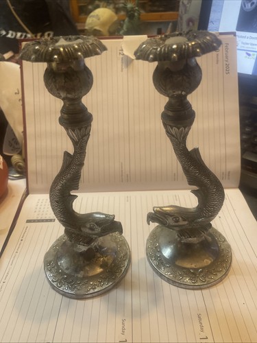 Vintage chrome fish - vintage, candle