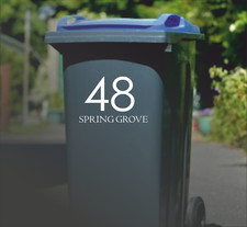 Classic Set of Wheelie Bin Numbers Personalised Labels Custom House Street Decal