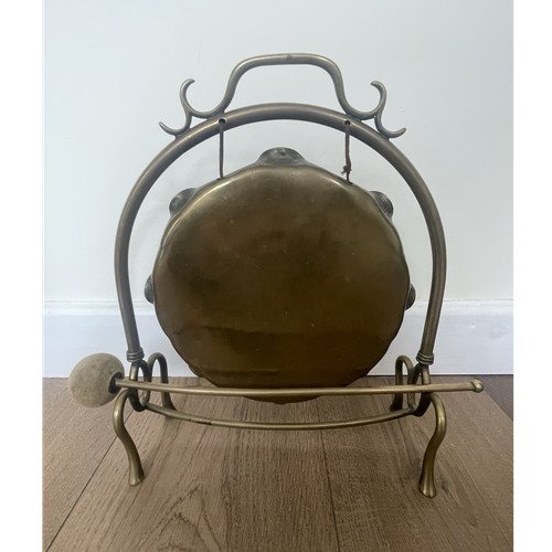 Art nouveau brass dinner gong - art,