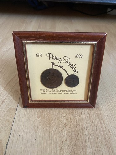 Framed penny farthing coin - penny,