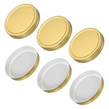 6Pcs Tinplate Canning Lid with Label for Regular Mouth Mason Jars Golden(86mm)