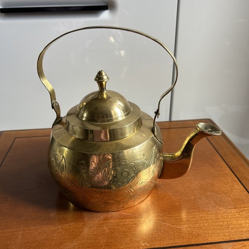 Vintage solid brass teapot - vintage,