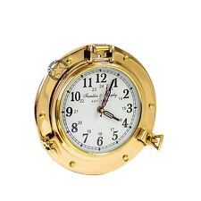 Brass Navigation Marine Ship Porthole Brass Wall Decor Clock 9 inch Best     SWG