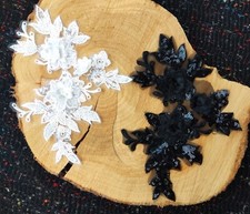 Floral Lace Applique Sew On Bridal Patch Sequin Fabric Embroidery Flower Motif