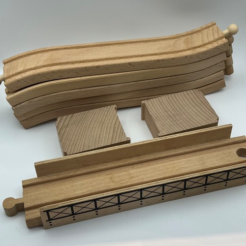 Wooden train track bridge - track,