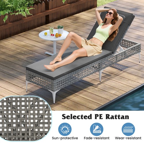 Gear rattan sun - lounger, grey