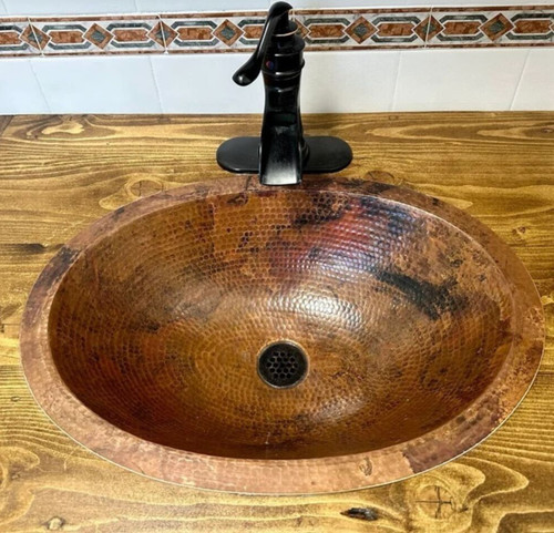 Oval copper bathroom - copper, sink