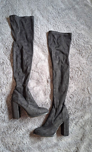 Asos black suede thigh - suede,