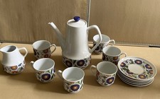 Vintage 6 piece CHODZIEŻ 1970s Coffee Tea Set Polish Ceramic Floral Design Retro