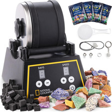 Rock Tumbler Kit National Geographic Stone Polisher with Rocks Grit & Gemfoam