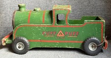 Triang Wooden Rare Green Puff Puff LOCO No. 108 Pull Along Train c.1950s