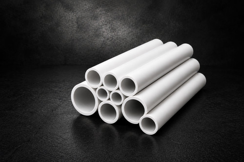 White pvc round tube - pipe, 1m